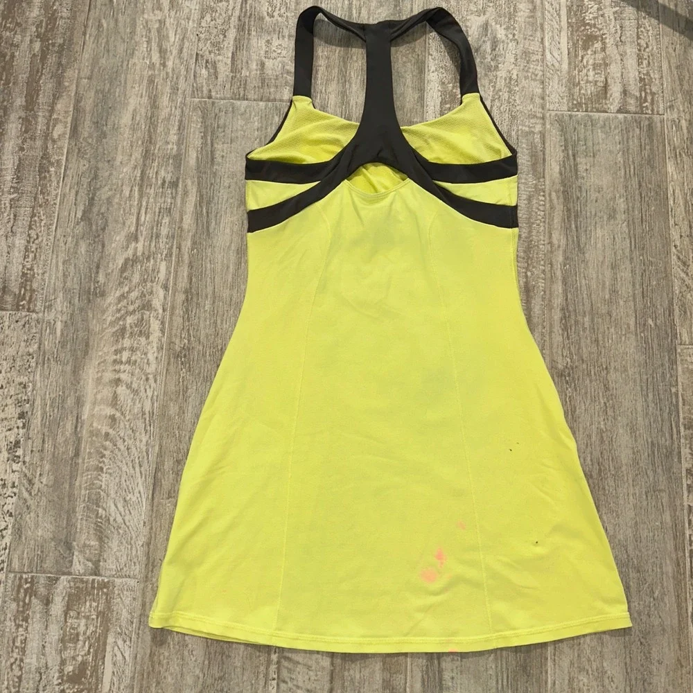 Alo Yoga Neon Yellow Grey Racerback Tennis Athletic Dress Built In Bra Small